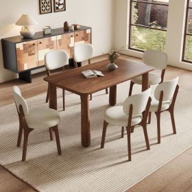 63" Solid Wood Dining Table, Rectangular Kitchen Table with Walnut Finish, Farmhouse Dinner Table for 4-6 People, Heavy-Duty Support up to 1000 l