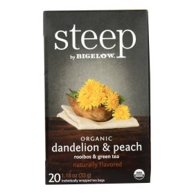 Steep By Bigelow Organic Dandelion And Peach, Rooibos And Green Tea - Case Of 6 - 20 Bags